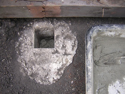 cement in post hole